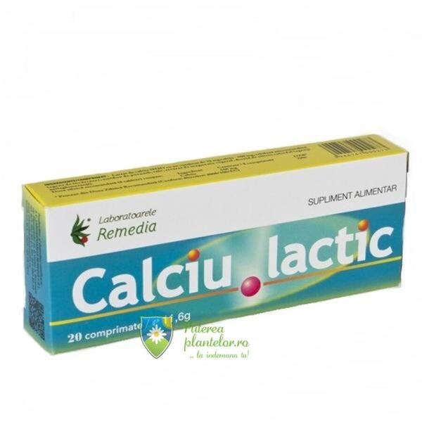 Remedia Calciu Lactic 500mg 20 comprimate