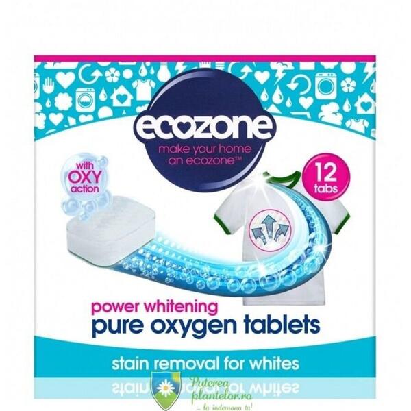 Ecozone Tablete pentru albirea rufelor si indepartarea petelor rufe albe 12 buc