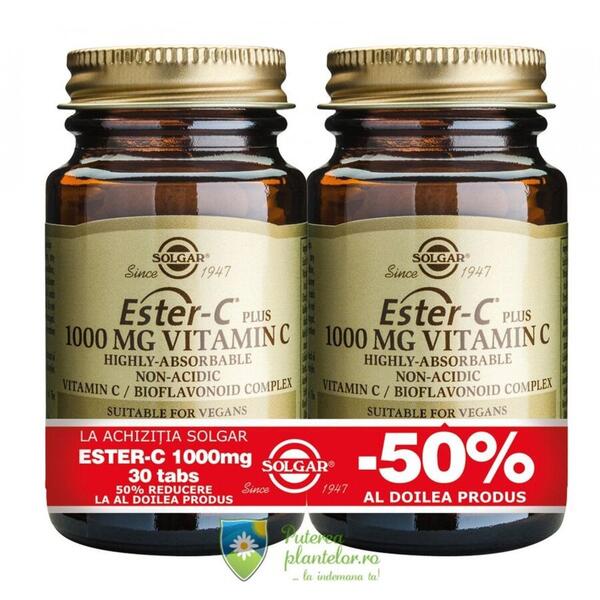 Solgar Ester-C 1000mg Vitamin C 30 tablete Pachet 1+1/2