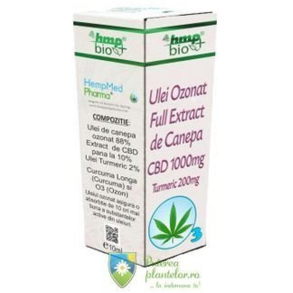 Ulei ozonat full extract de canepa CBD 1000 mg, 10 ml, Hempmed Pharma