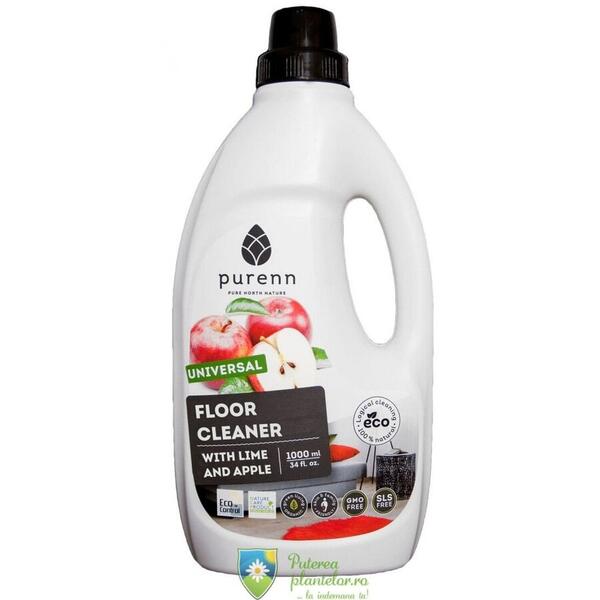 Purenn Detergent Bio pentru pardoseli cu Mere si Lime 1 l