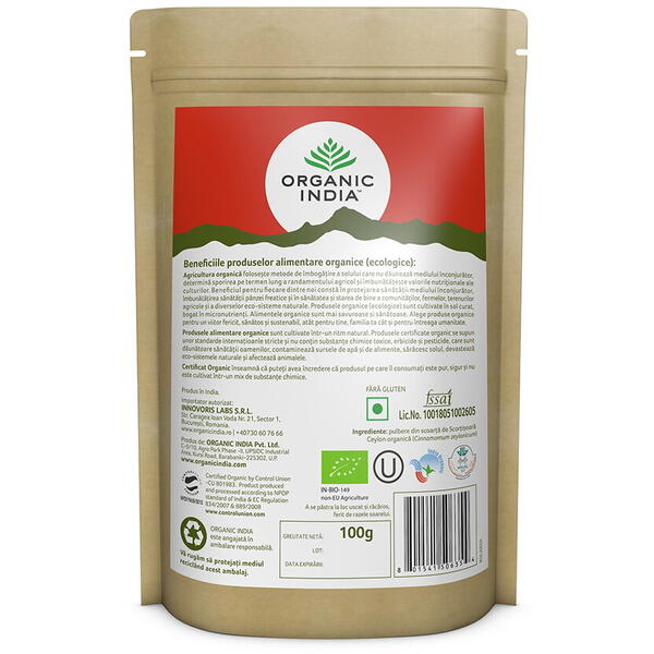 Organic India Scortisoara Ceylon Certificata Ecologic Pulbere 100 gr