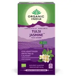 Organic India Ceai Tulsi (Busuioc Sfant) Iasomie | Ceai Adaptogen Antistres & Calmant, 25 plicuri