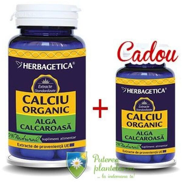 Herbagetica Calciu Organic Alga calcaroasa 60 cps +10 cps Cadou