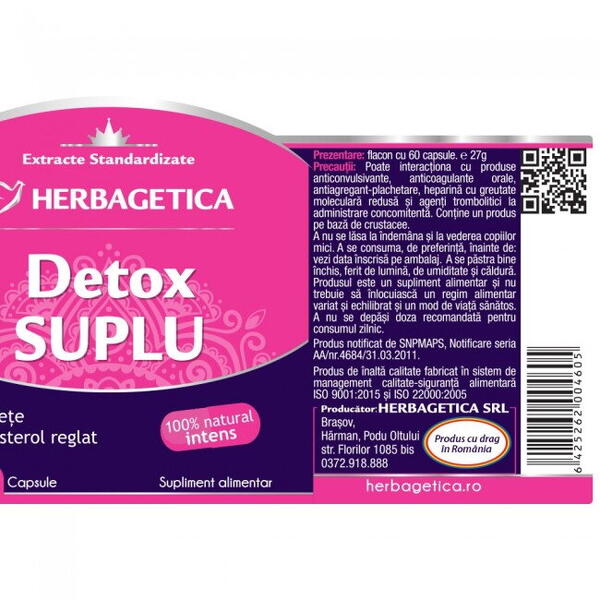 Herbagetica Detox Suplu 60 capsule