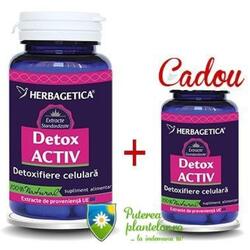 Herbagetica Detox Activ 60 cps + 10 cps Cadou