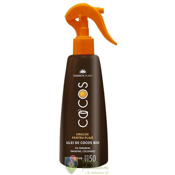 Cosmetic Plant Emulsie plaja Cocos SPF50 cu ulei cocos bio spray 200 ml