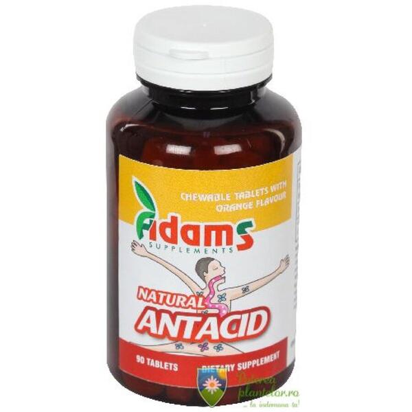 Adams Vision Natural Antacid aroma portocale 90 comprimate masticabile