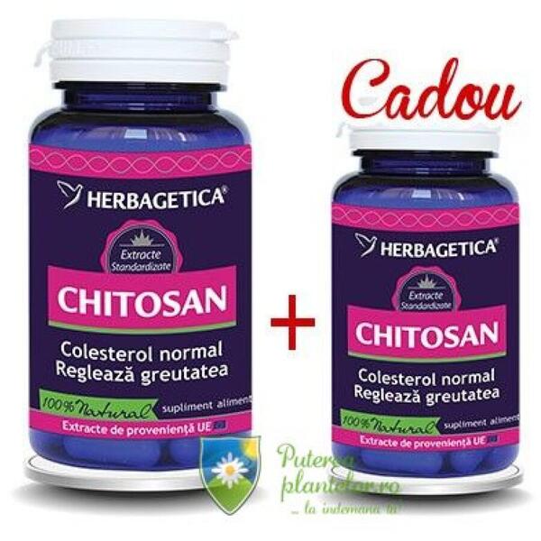 Herbagetica Chitosan 400mg 60 capsule + 10 cps Cadou