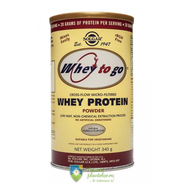Solgar Whey to go Protein Vanilie pulbere 340 gr