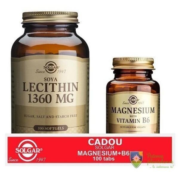 Solgar Lecithin 1360mg 100 capsule moi + Magnesium +B6 100 tablete