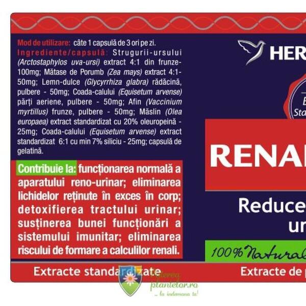 Herbagetica Renal Forte 60 capsule + 30 capsule Gratis