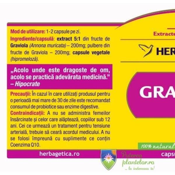 Herbagetica Graviola extract pur 60 capsule