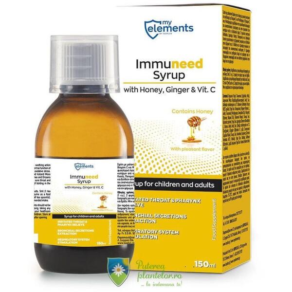 MyElements Immuneed Sirop gat iritat cu gust de Miere & Ghimbir 150 ml