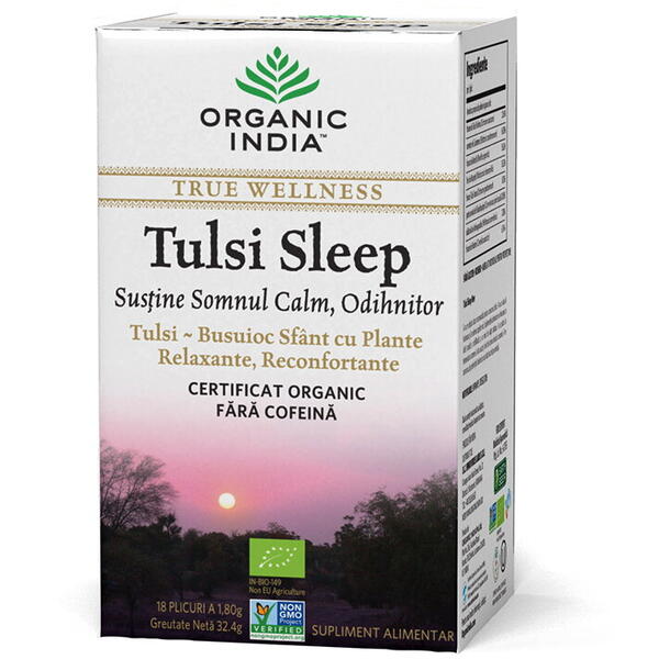 Organic India Ceai Tulsi Sleep Somn Calm, Odihnitor 18 plicuri